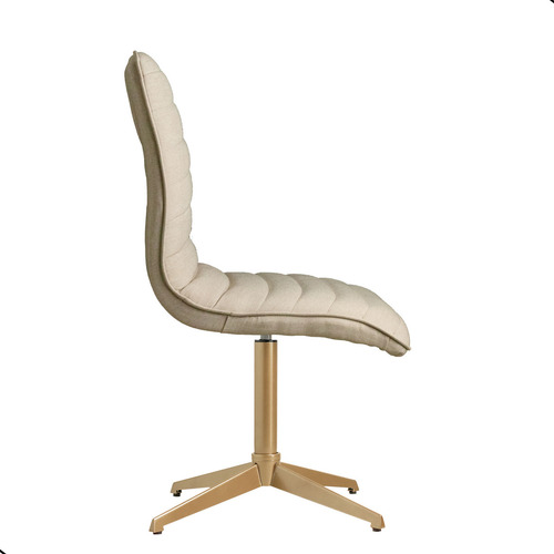 Cadeira Para Mesa De Jantar Base Giratória Dourada Mari Estrutura Da Cadeira Dourado Assento Linho Bege Claro Desenho Do Tecido Liso