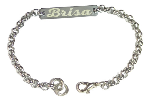 Pulsera Acero Personalizada Identidad Bebe Niño 14-16cm Diámetro 1 cm Largo 15 "