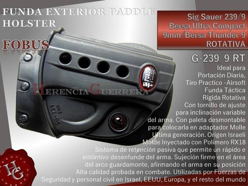 Imagen 2 de 7 de Funda Pistolera Fobus Ext Rotativa Sg 239/9 Sig Sauer Bersa