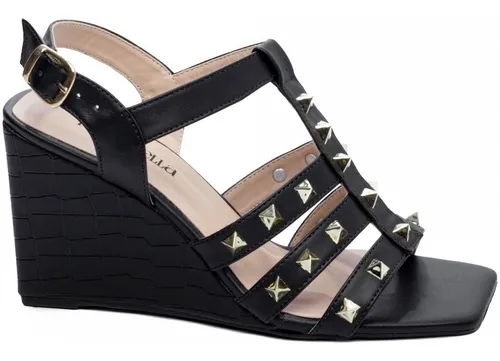 Sand lia Anabela Tiras Spikes Dourados Salto Alto Lan amento