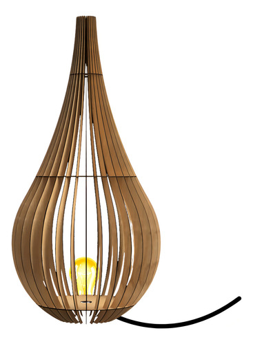 Luminária Abajur De Chão Capadócia Gota Madeira Mdf 90cm Cúpula Mdf Cru Estrutura Mdf Cru