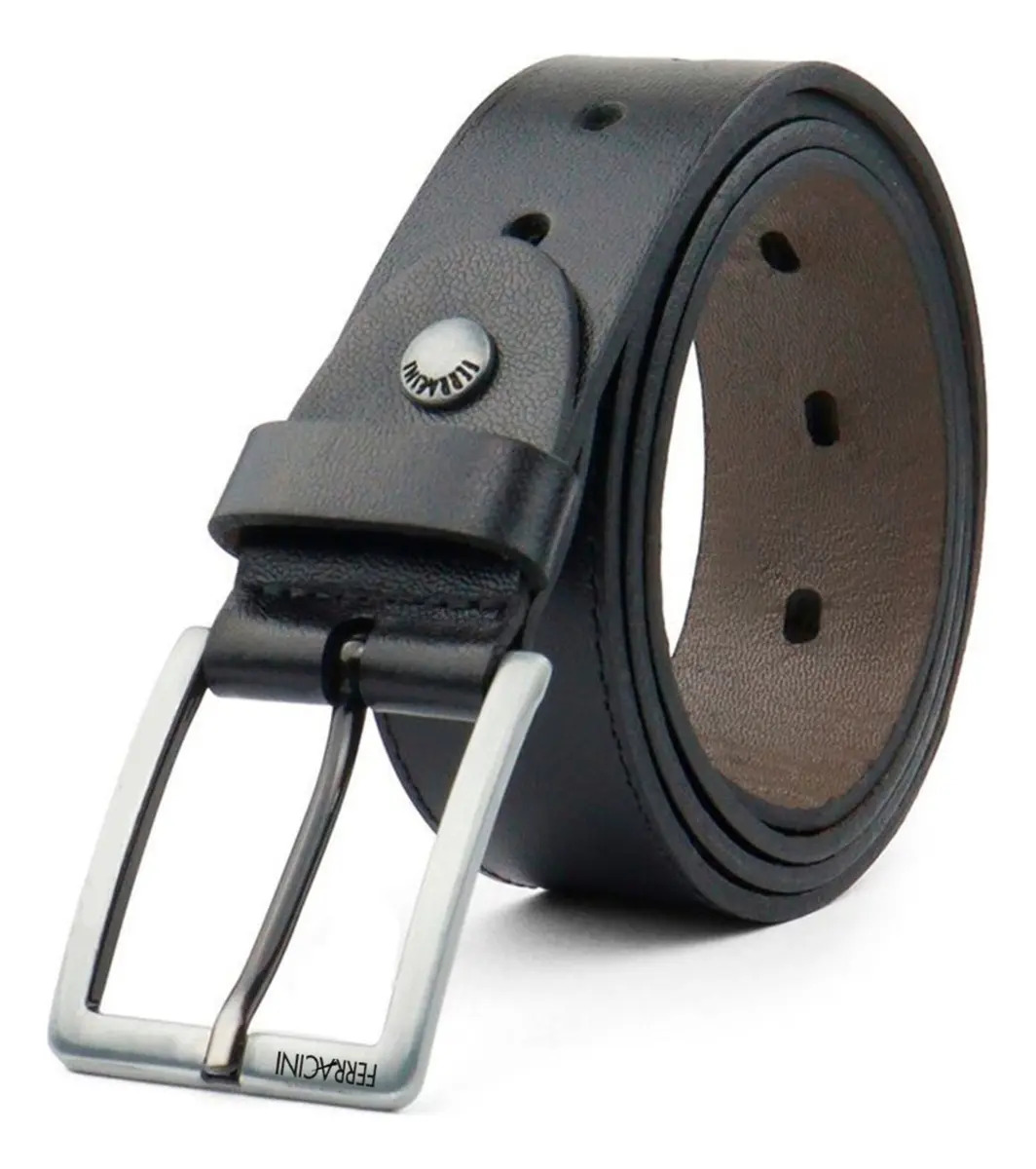 Cinto de Couro Masculino Ferracini Verona Preto 3.5 cm