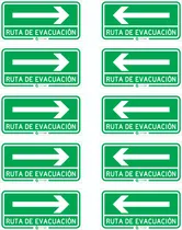 Comprar Kit De 10 Señalamientos Ruta De Evacuación Protección Civil