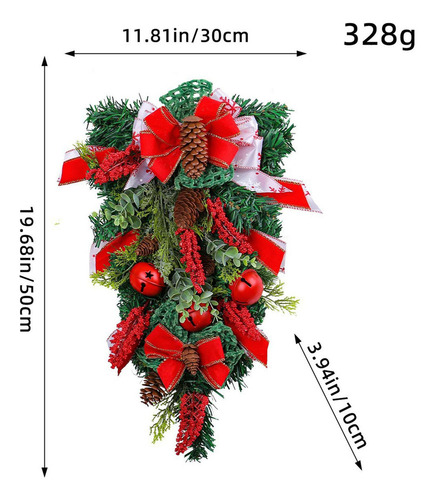 Coronas De Campanas Con Lazo Navideño Corona De Puerta Navid