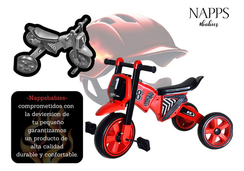 Triciclo Cochecito Infantil Nappsbabies Color Rojo