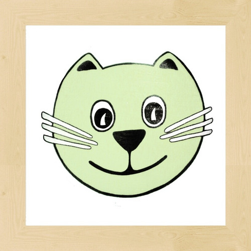 Gato Verde Cuadro Pintado Por Encargo