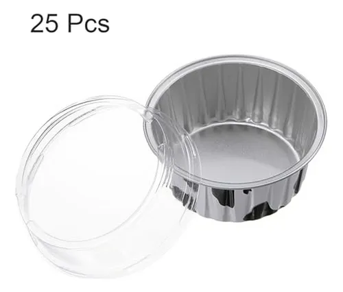 Recipientes Desechables Para Postres, 25 Unidades Con Tapa