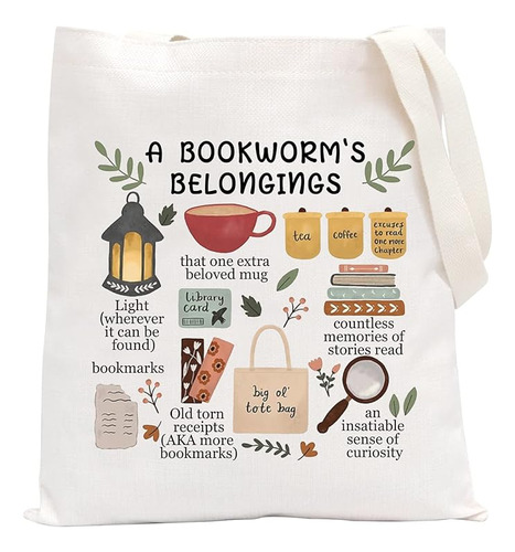 Bookaholic Book Lover Gift Bookworms Belongings Tote Bag Lib