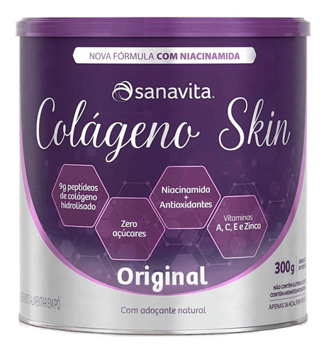   Suplemento Sanavita Colágeno Skin Sabor Original Lata 300g