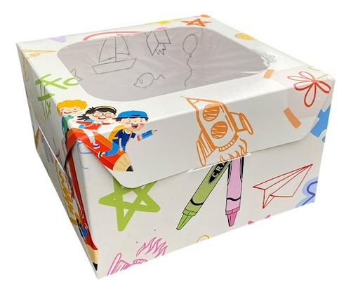 10 Cajas 17x17x10 Con Visor Día Del Niño Regalo Desayuno Infantil