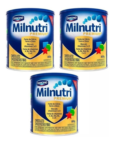 Kit Com 3 Leite Milnutri Premium - 800g Cada