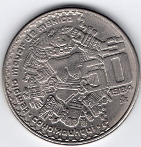 Moneda Cincuenta Pesos Conmemorativa Templo Mayor 1984  C1
