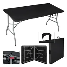 Mesa Plegable Portátil Portafolio 180x70cm Plástico Acero 75kg Blick Color Negro