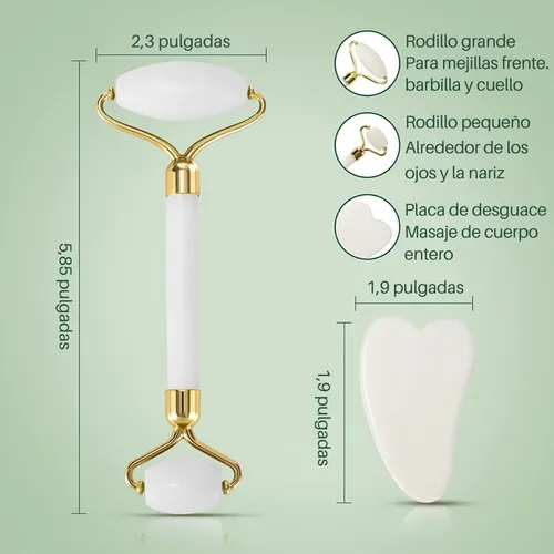 Rodillo Facial Jade Masaje Relaja Tonifica Rostro Antiedad - VERALY