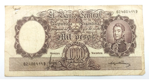 Billete 1000 Pesos Moneda Nacional Fragata Bottero 2164