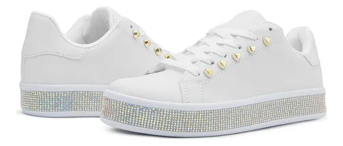 Tenis blancos con brillos sale