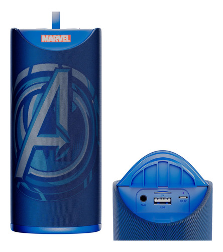 Avengers - Altavoz Bluetooth Inalámbrico, Resistente Al Ag. Color Logotipo De Vengadores Azul