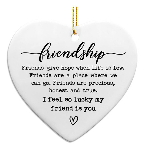 Friendship Ceramic Heart Gift, Sister Inspirational Gift, F.