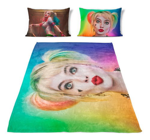 Cobija Frazada Y Fundas Almohada Harley Quinn Aves De Presa