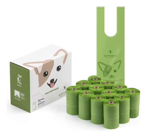 Superbio Bolsas Compostables Para Excrementos De Perro, 180