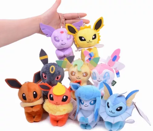 Kit Eevee + Evoluções + Pikachu, Pelúcia Pokémon (10 Itens! ) no Shoptime