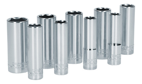 Surtek S12m Juego De 9 Dados Largos Métricos 3/8
