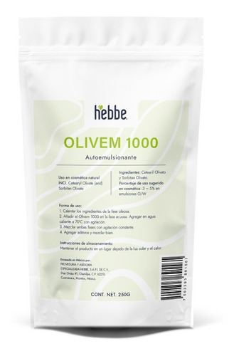 Olivem 1000, 250 G Autoemulsificante Cosmético Cosmos Tipo de piel Mixta