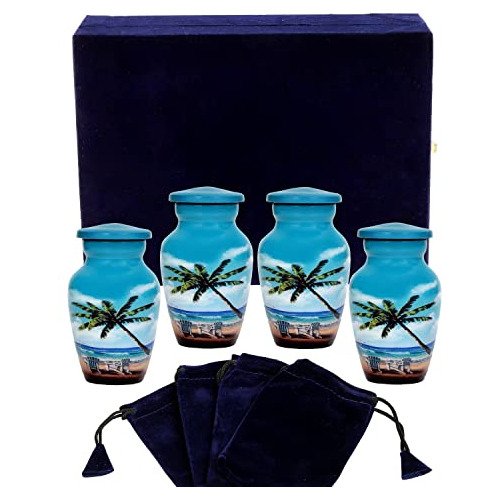 Urns Juego De 4 Urnas De Recuerdo Lovely Blue Beach Jue...