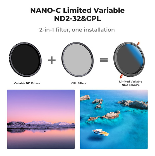 Filtro K&fconcept, 55 Mm, 2 En 1, Variable, Nd2-32 Y Cpl, Si