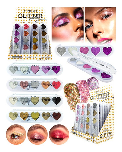 Hermosa Paleta X 5 Sombras Glitter Pink21 Glitter Party