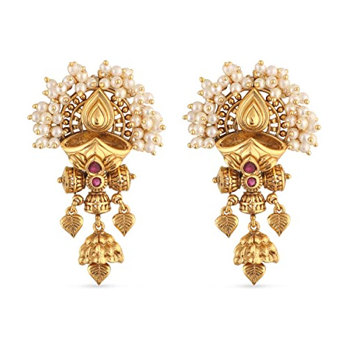 Aretes Guttapusalu De Oro Antiguo - Joyería India Tradiciona