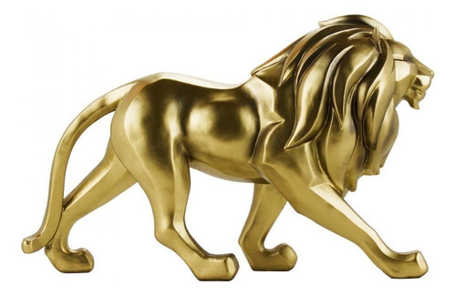 Enfeite Grande Rack Sala Leão Dourado Realista - 32cm 