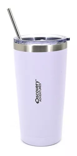 VASO TERMICO SIMIL STANLEY BLANCO CON BOMBILLA METAL Y PICO 560ML