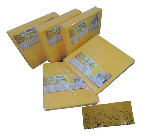 Kit 10 Refil Adesivo Amarelo Placa Pega Moscas 45x22cm