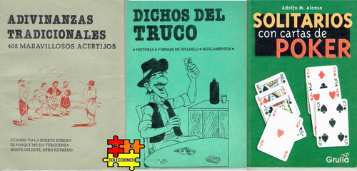 Lote 3 Libros Adivinanzas, Cartas De Truco Y Poker | Fcc