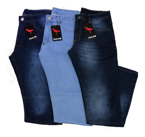 Imagem 1 de 6 de Kit 3 Calça Jeans Masculina Básica Direto Da Fábrica