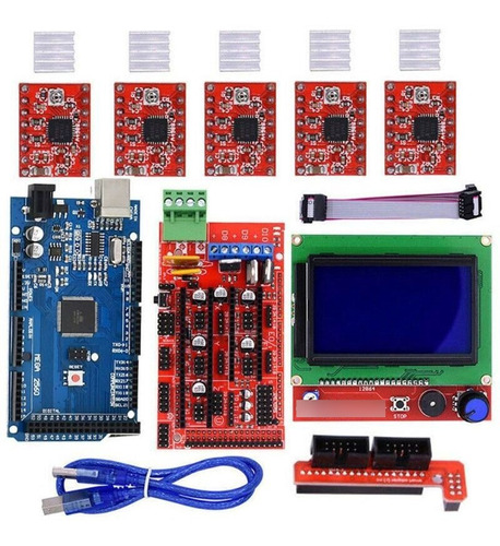 Kit Impressora 3d Mega2560 Ramps1.4 Lcd1286 Driver A4988