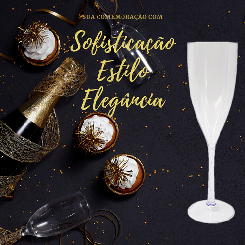 Taças Champanhe Espumante Acrílico 180ml Transparente Kit 42