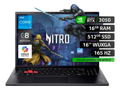 Notebook Acer Gamer 16' / Intel Corei5 /16Gb /Rtx3050/512Ssd