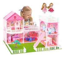 Comprar Casa Muñecas Barbie Grande Con Muebles Kit Casa Muñecas