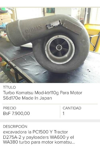 Turbo Komatsu Made In Japan Original Nro. Parte 6505-52-5550