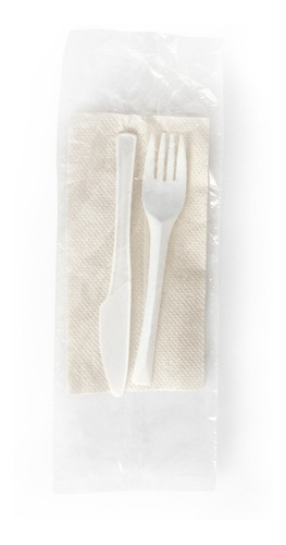 Imagen 1 de 2 de Kit 3 Cubiertos Empacados Desechables Selva (300 Kits)