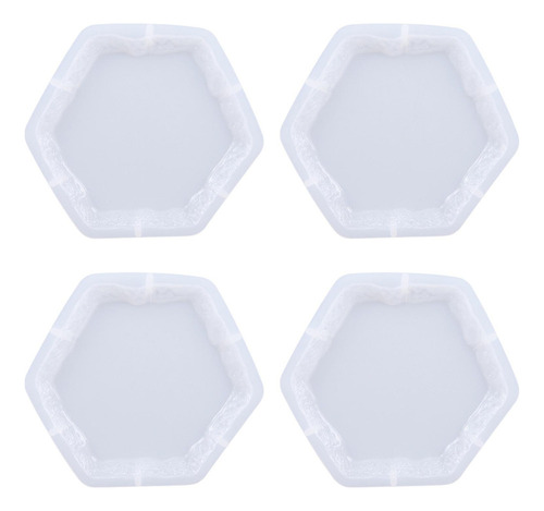 4 Moldes De Silicona Para Fundición De Resina De Hexágono
