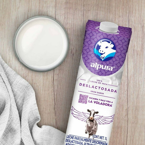 Leche Alpura Deslactosada Con 12 Envases De 1 Litro