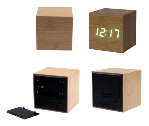 Relógio Wooden Clock Led Bloco De Madeira Promoção!