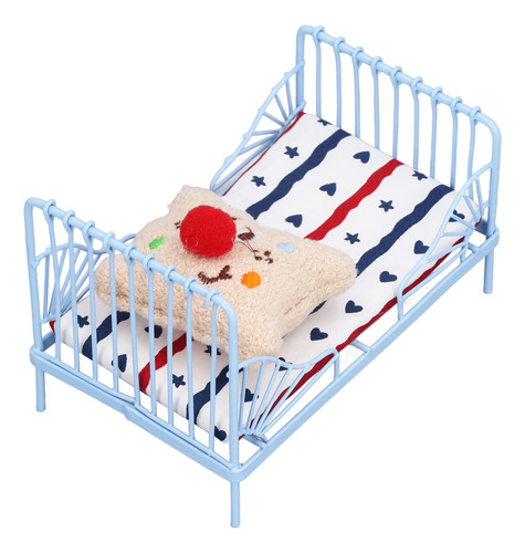 Cama De Metal Dollhouse 1:12 Con Estructura En Miniatura, Bo