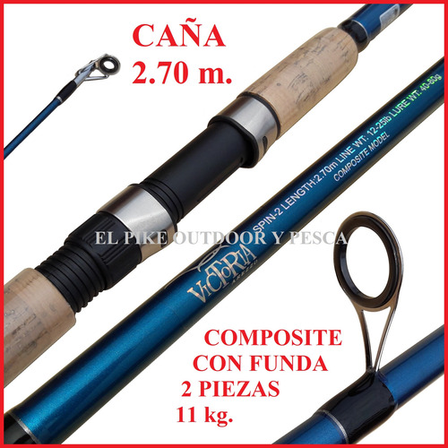 Caña Pesca 2.70 M Composite De 2 Tramos Con Funda