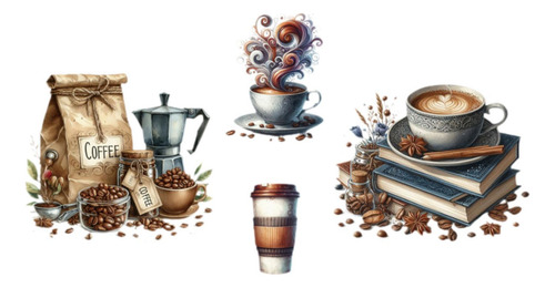 Pegatinas De Pared De Café, Carteles De Café, Pvc Elegante