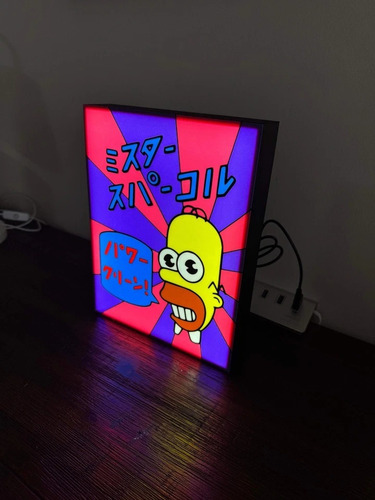 Cartel Cuadro Luminoso Led Homero Mr Chispa Los Simpson Negro