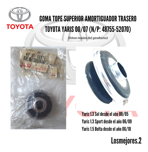 Goma Tope Superior Amortiguador Trasero Toyota Yaris 00/07